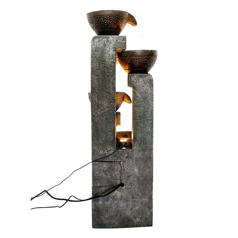 40-inch Indoor/Outdoor Water Fountain w/Lights Waterfall Features