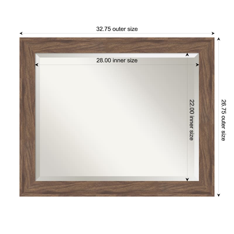 Pia Medium Brown Beveled Framed Wall Mirror - Pia Medium Brown - 33 x 27 in