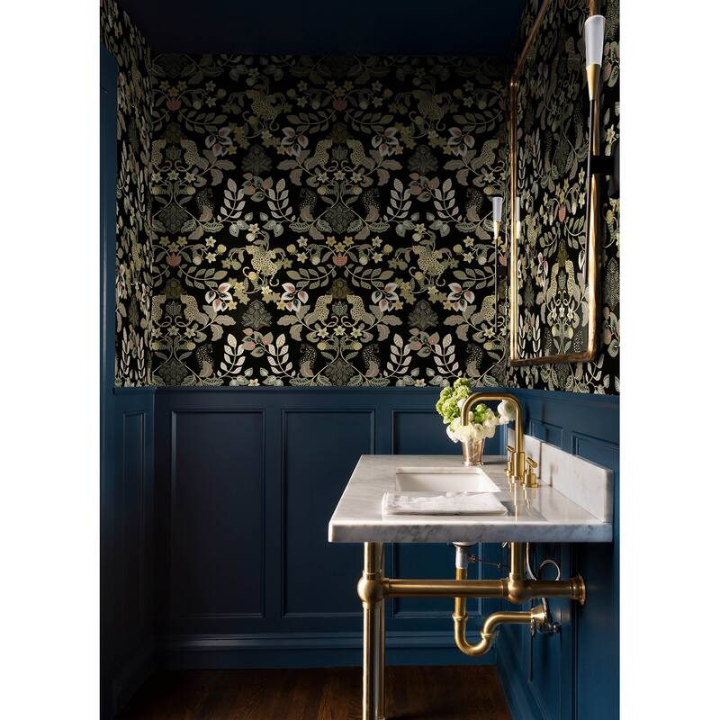 Scott Living Getty Black Jungle Damask Wallpaper