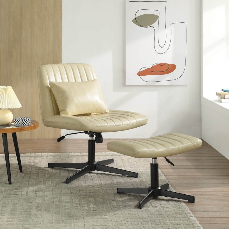 Art Leon Swivel and Adjustable Accent Chair with Ottoman