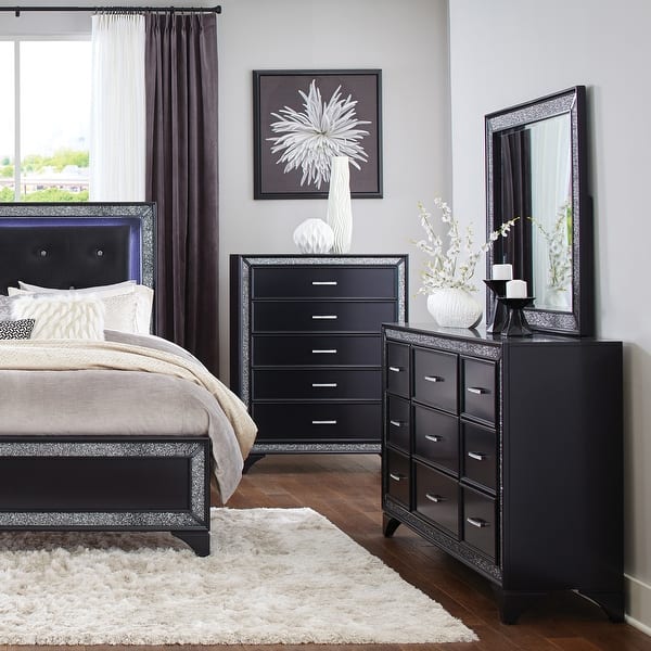 metallic finish dresser Metallic Finish Dresser 1pc 9 Drawers Silver Glitter Trim Modern Bedroom  Furniture - Bed Bath & Beyond