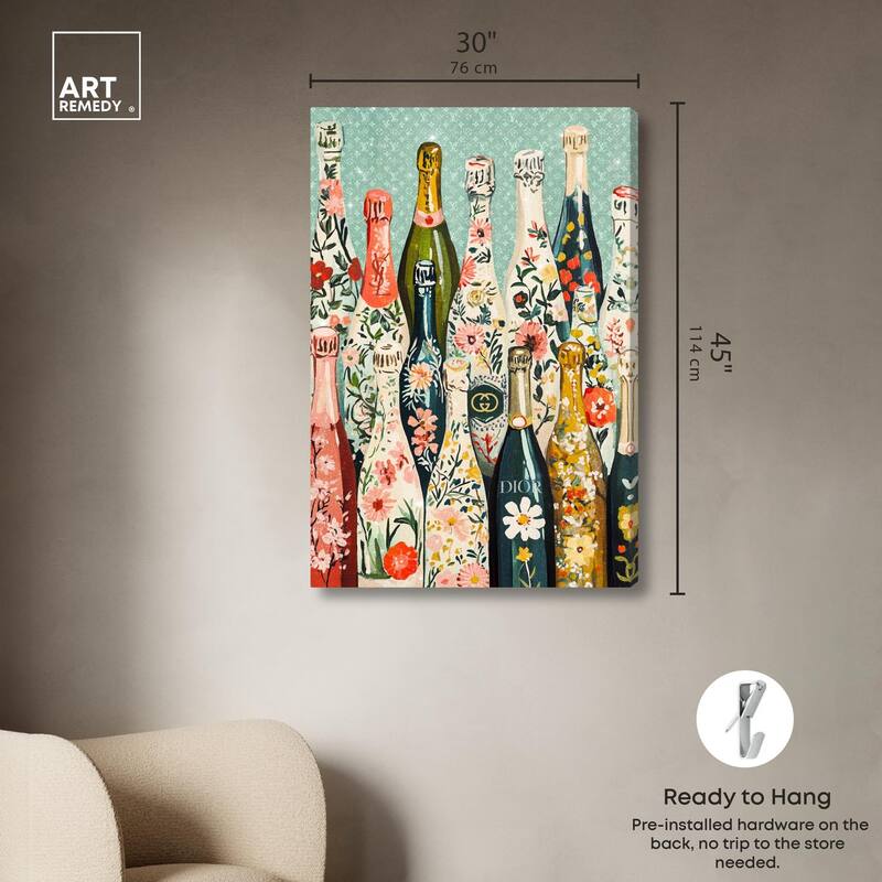 Floral Collection Bottles Canvas by Art Remedy, Gallery Wrapped