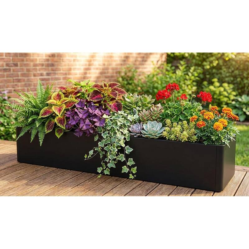 Square Metal Planter Box, Open Base Design