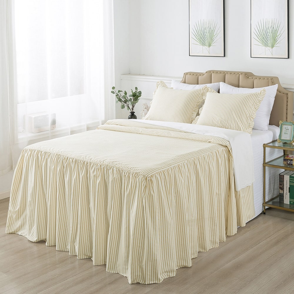 Polka Dot Ruffle Skirt bedspread with 30-inch Drop