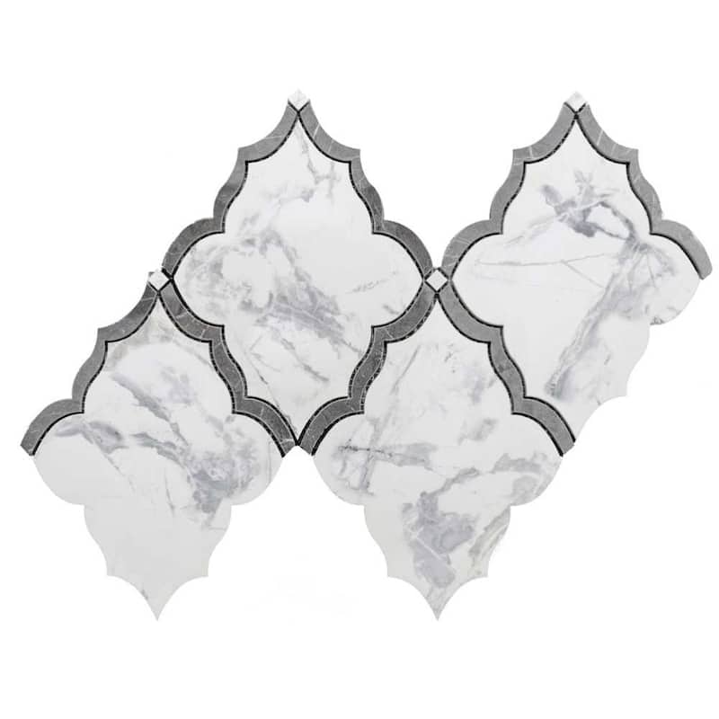 Stately Hudson 9.5x15 Porcelain Arabesque Mosaic Tile - Floor, Wall, Backsplash - 1 Sheet (0.94 Sq. ft.) - Mountain Treasure