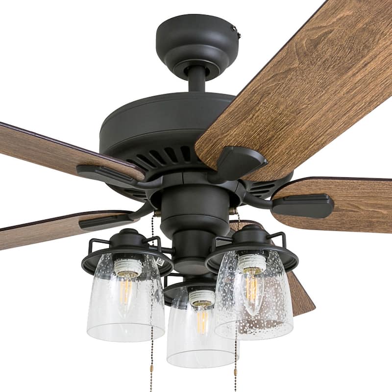 52" Prominence Home Briarcrest Bronze Farmhouse LED Ceiling Fan with Light, Pull Chain