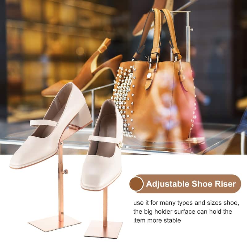 2 Pcs Shoe Display Stand Adjustable Height Shoe Rack Rose Gold - Rose Gold