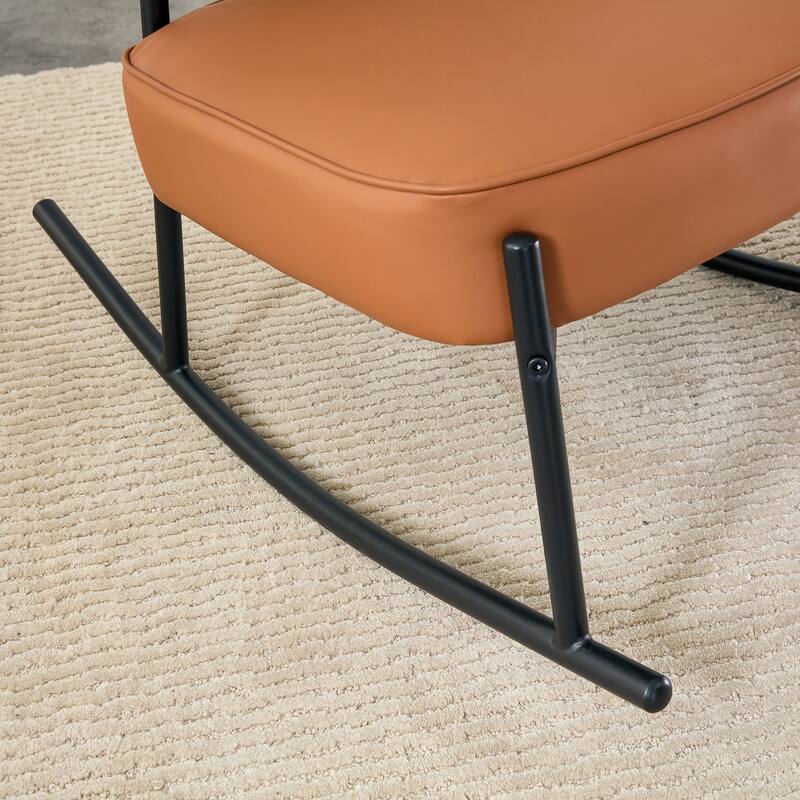 material cushioned rocking chair,cushioned seat, backrest rocking chair, metal legs side chairs in the living room, bedroom