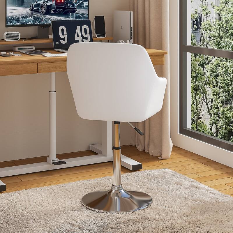 VECELO Vanity Chair Makeup Swivel Accent Chair Height Adjustable Round Back Tilt Chair