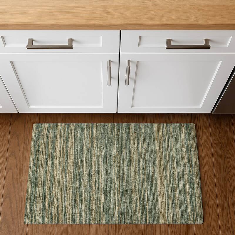 Premium Washable Super Soft Casual Stripes Mayfield Rug - 1'8" x 2'6" - Fern