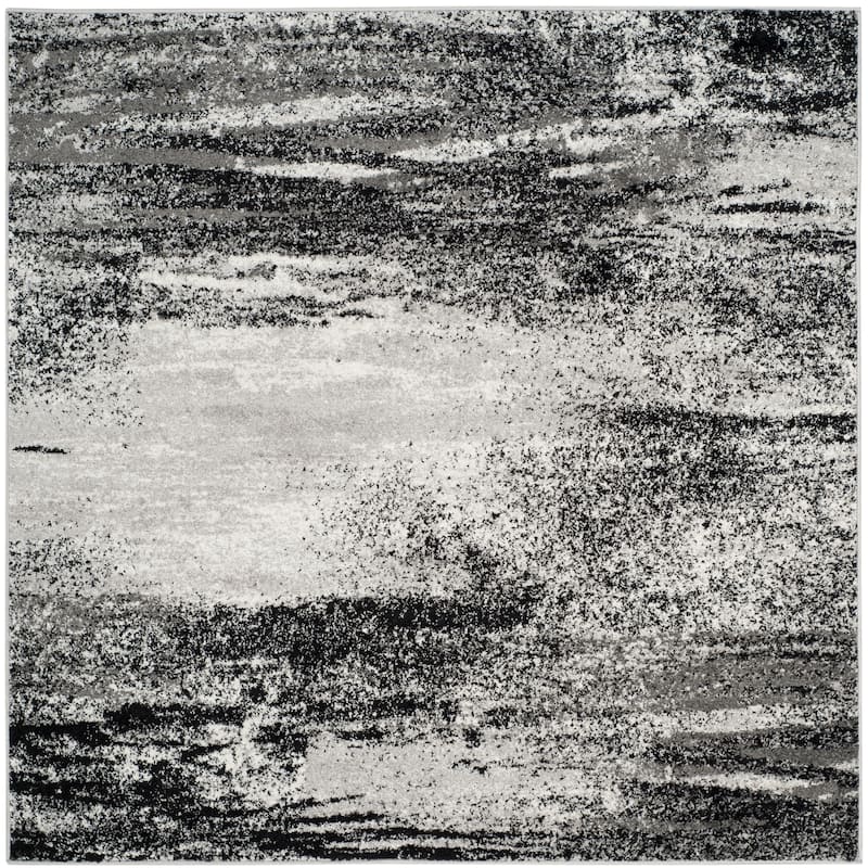SAFAVIEH, Adirondack Allegonda Modern Abstract Rug - 5' Square - Silver/Multi