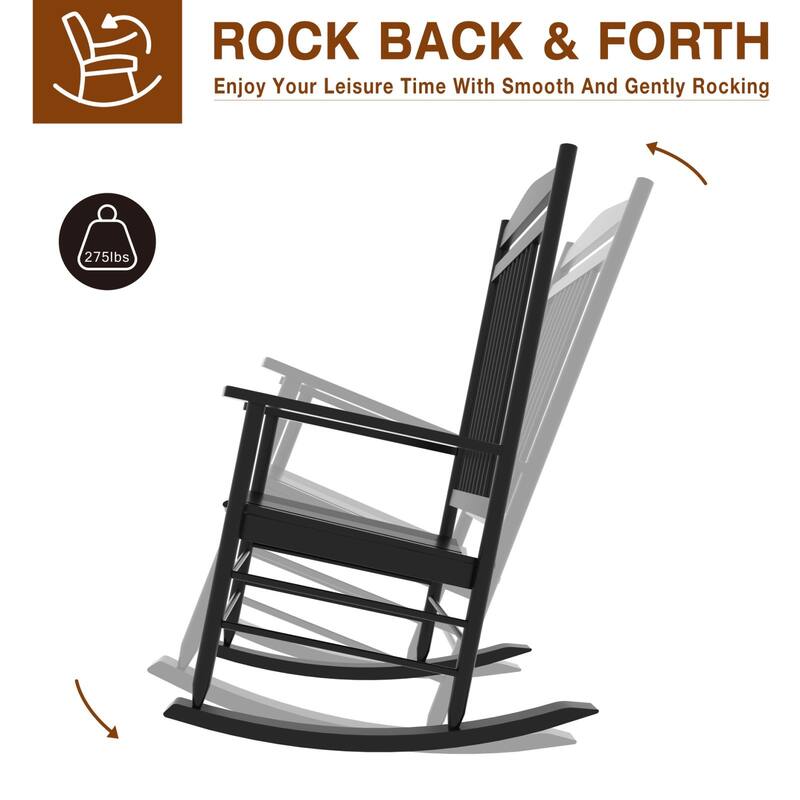 VEIKOUS 3-Piece Outdoor Rocking Chair Set with Folding Table for Patio and Porch