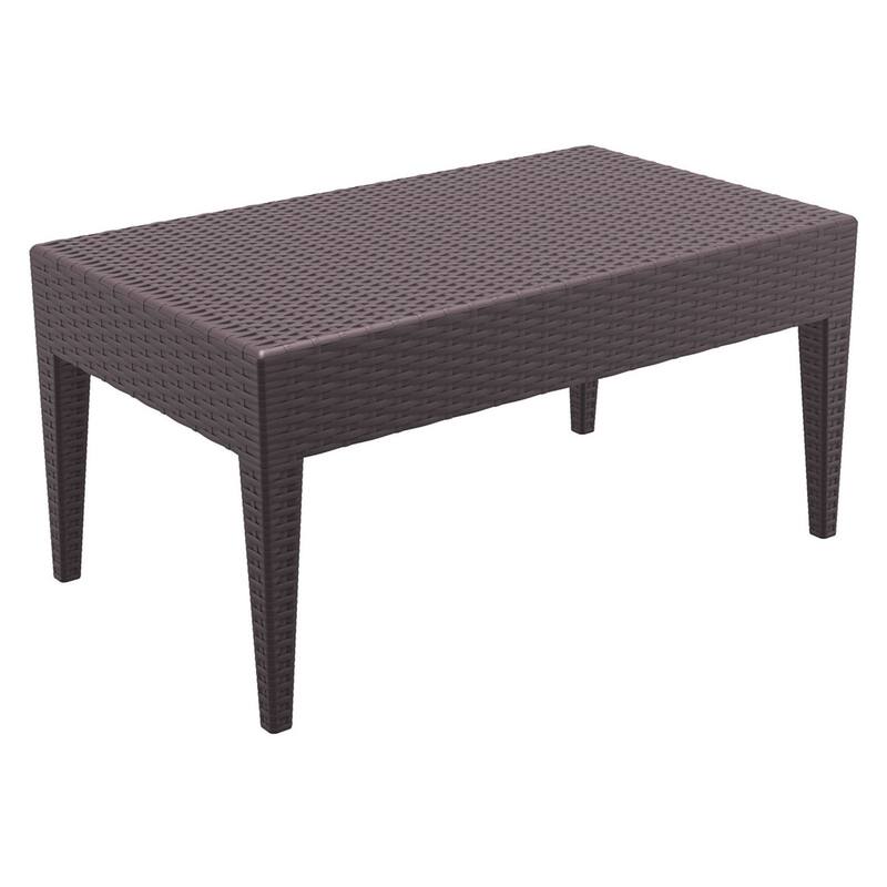 36" Brown Outdoor Patio Wickerlook Rectangular Coffee Table