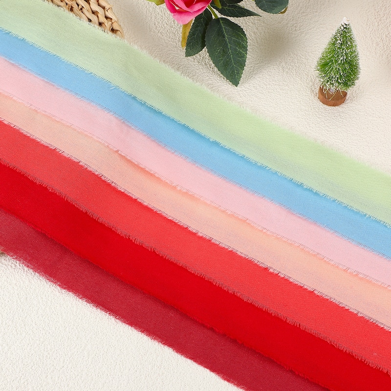 1-1/2"x15 Yd Handmade Fringe Cotton Ribbon Frayed Ribbons 3 Roll - 5Yd