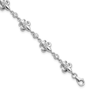 Sterling Silver Rhodium-plated CZ Flower w/2 inch ext Bracelet Sterling Silver Rhodium-plated CZ Flower w/2 inch ext Bracelet