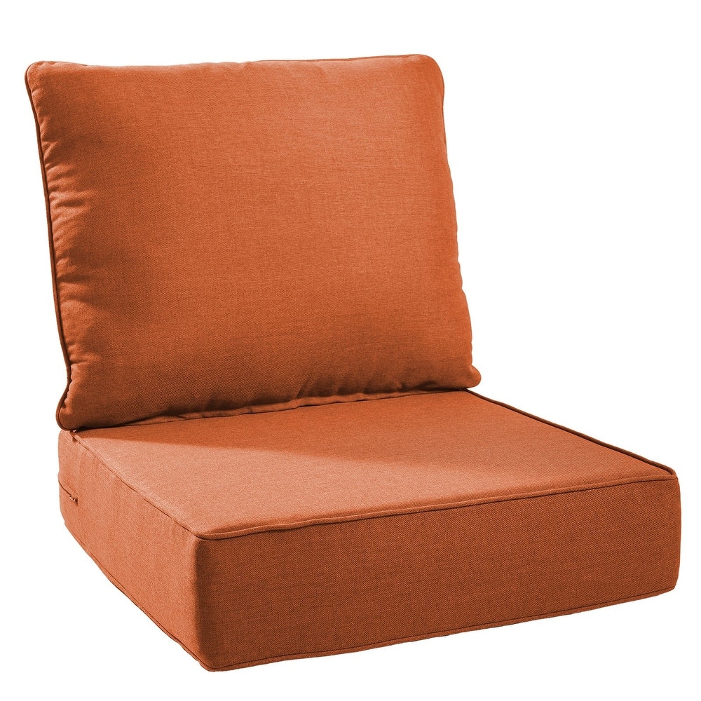 Gymojoy 24"x24"x6" Thick Cushions & Pillows Set - Deep Seat Indoor/Outdoor Water & Fade Resistant