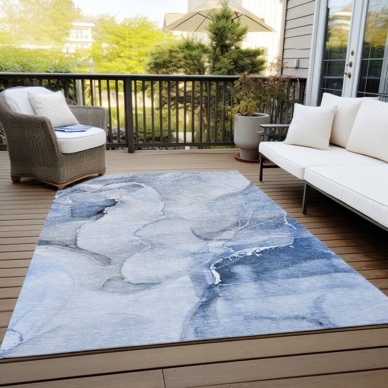 Alto Contemporary Abstract Weather Resistant Blended Style Outdoor Rug