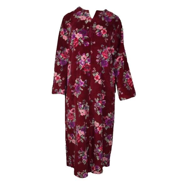 Shop Miss Elaine Women S Bouquet Floral Print Zip Front Robe M Overstock 28631330