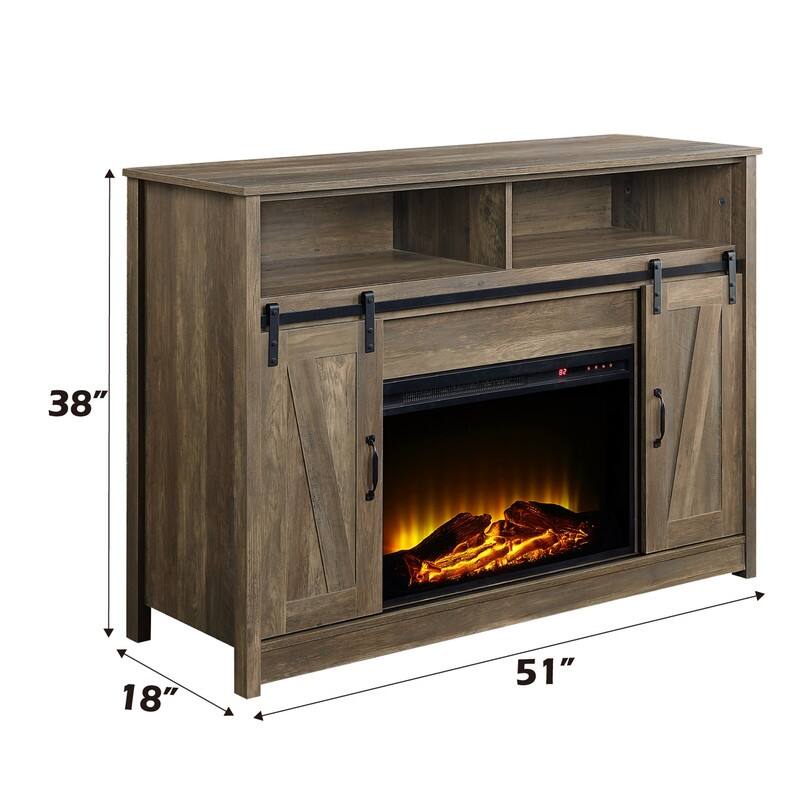 58-60" Fireplace TV Stand for 55-65" TVs w/ 18-23" Insert Farmhouse/Modern/Rustic Barn/Glass Doors Espresso/Grey/Brown/White Oak