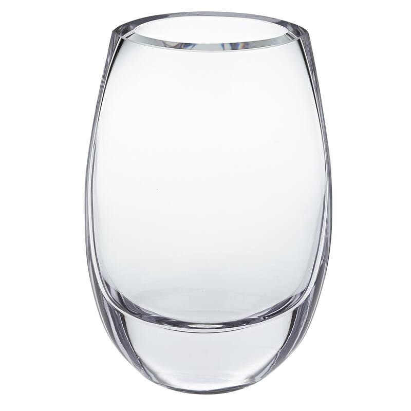 HomeRoots 8" Clear Cylinder Crystal Glass Table Vase