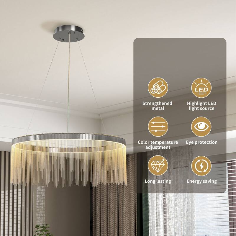 Modern Aluminum Tassel Linear Chandelier for Dining Room