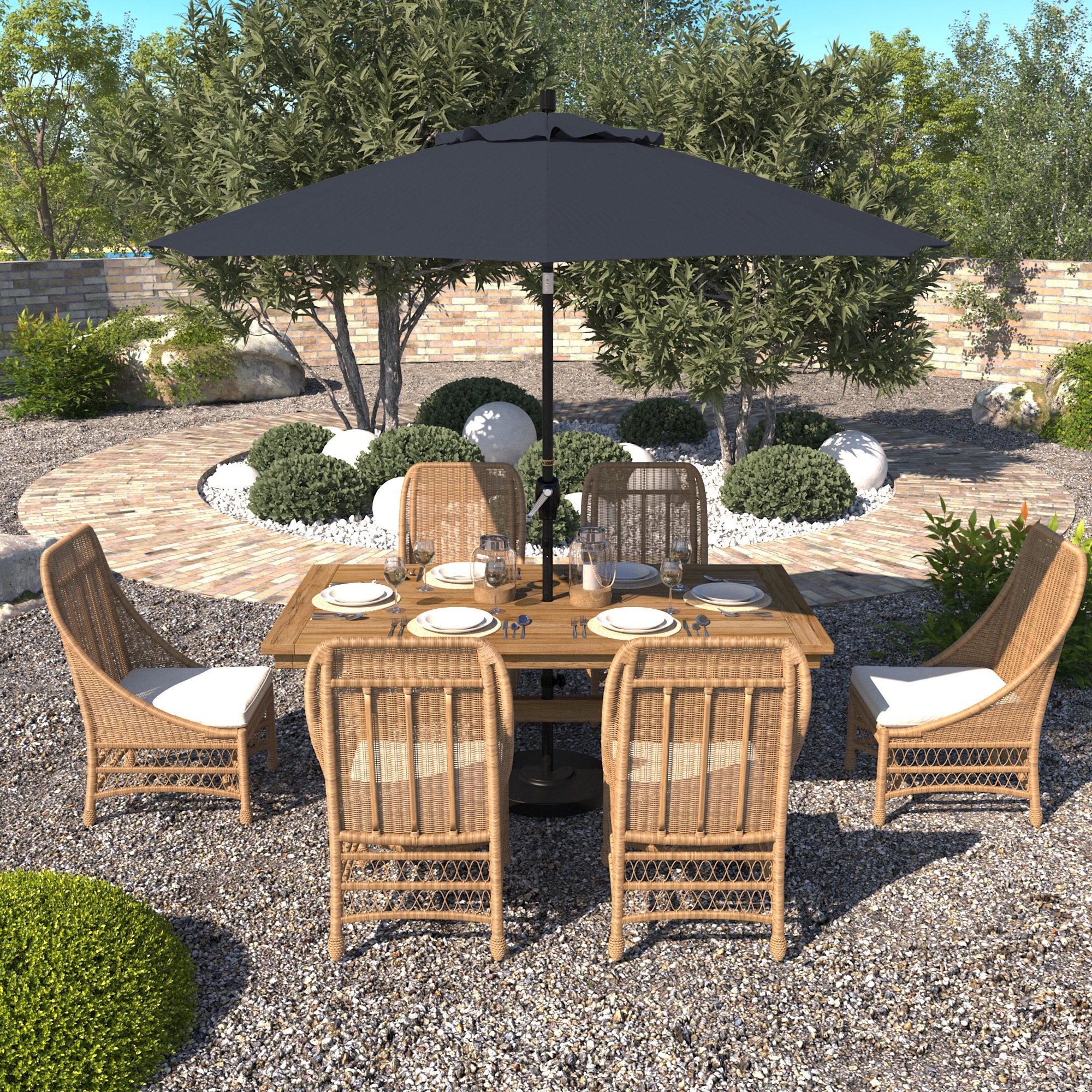 black sunbrella patio umbrella 12x12ft Best with Fabric, Large Outdoor Cantilever Umbrella, Spectrum Indigo Whether gracing the patio of your home Galtech 9 Ft. Octagonal Hardwood