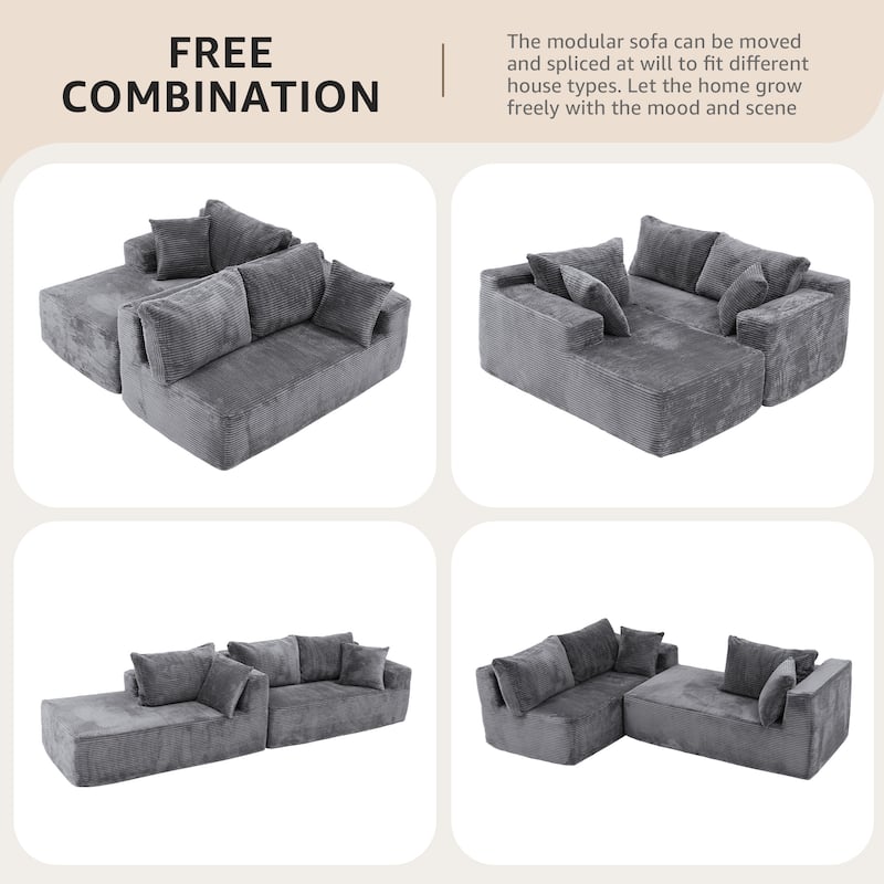 Corduroy L-Shaped Sofa Modular Movable Applicable Living Room Furniture Sets