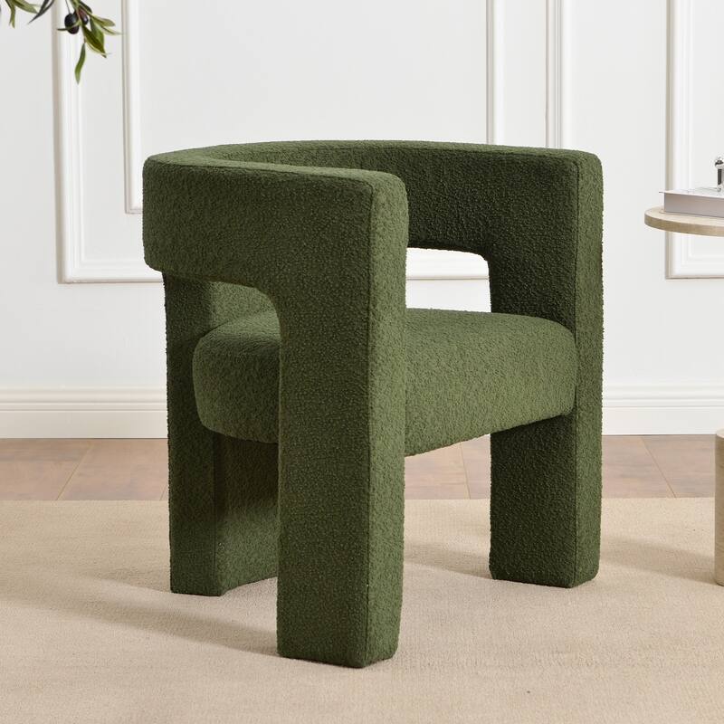 KINWELL 28" Wide Boucle Upholstered Square Armchair