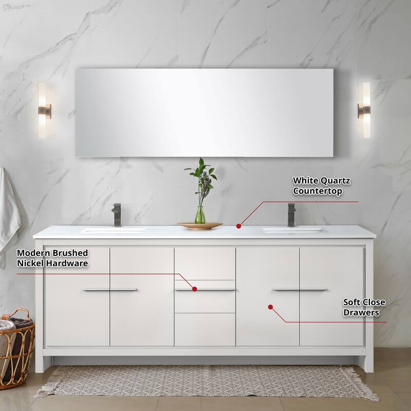 Lafarre Bath Vanity with Quartz Top, Sink, Mirror and Chrome Faucet