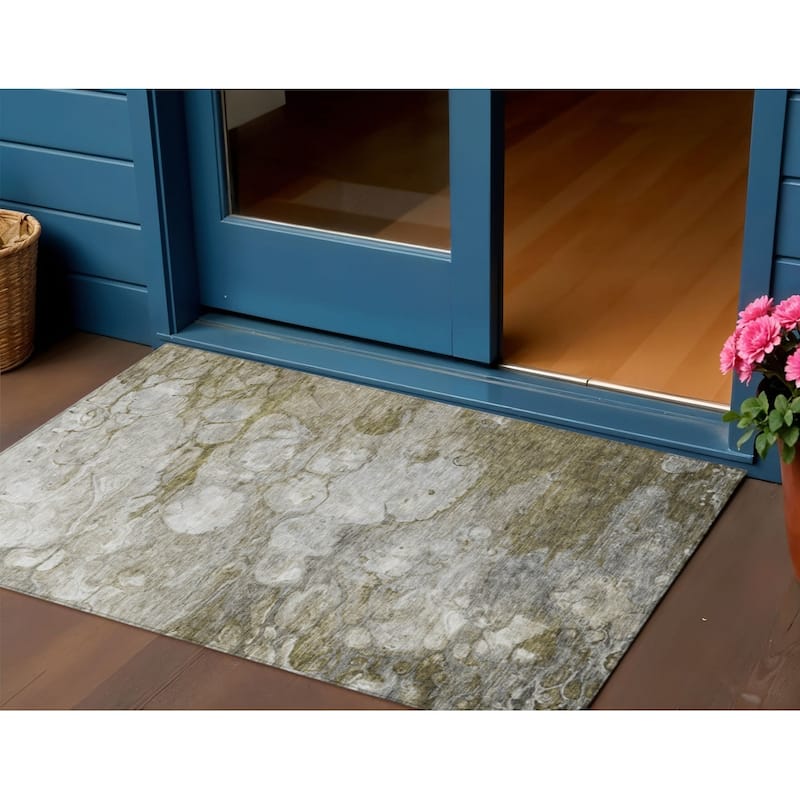 HomeRoots Abstract Transitional Rectangle Outdoor Rug - 3' x 5'