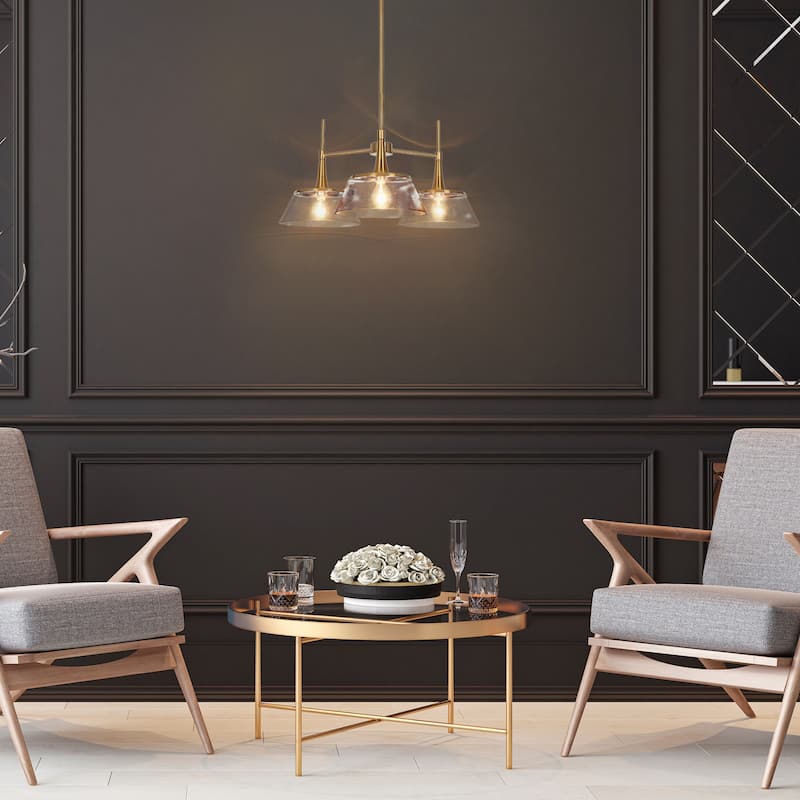 Mola Modern Gold 5-Light Wheel Chandelier Glass Cluster Pendant Lights for Dining Room