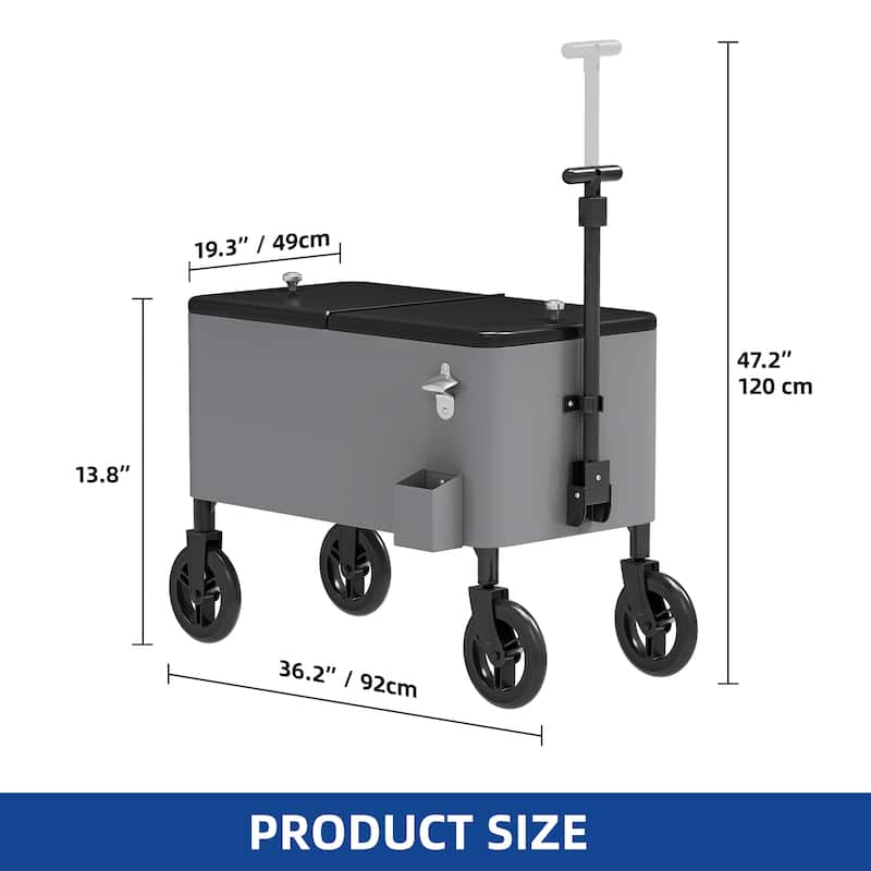 80 Quart Wagon Rolling Ice Chest - N/A
