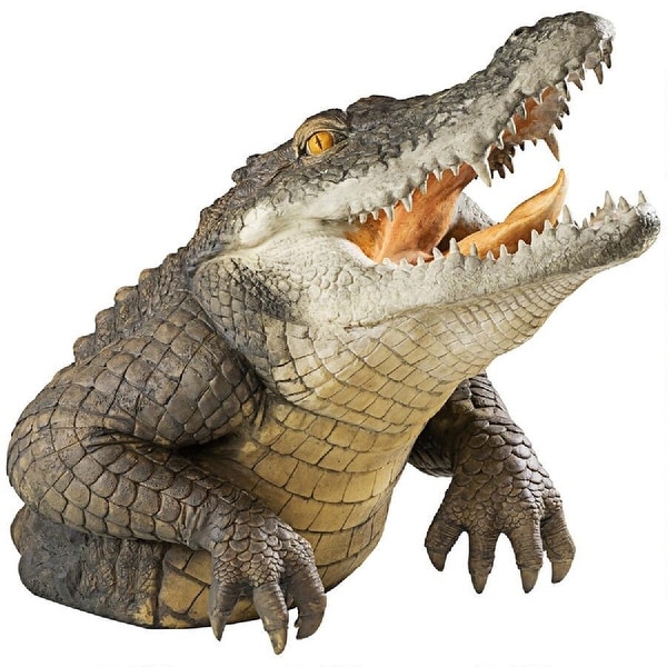 19" Leaping Alligator Outdoor Garden Statue - N/A
