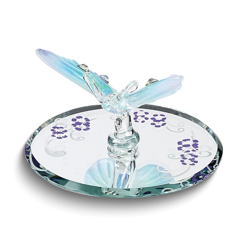 Curata Curata Blue and Purple Butterfly with Crystals Handcrafted Glass Figurine