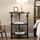 preview thumbnail 2 of 6, Small End Table, Round End Table with 3 Shelves, Night Stand Accent Coffee Table with Steel Frame for Small Spaces