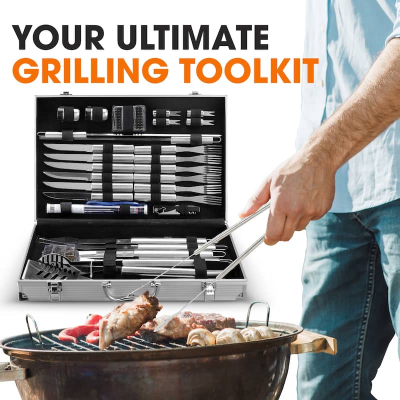 Cheer Collection 30 Piece BBQ Set with Aluminum Case