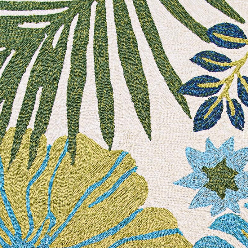 Dream Decor Rugs Miami Tropics Ivory Blue Indoor Outdoor Area Rug