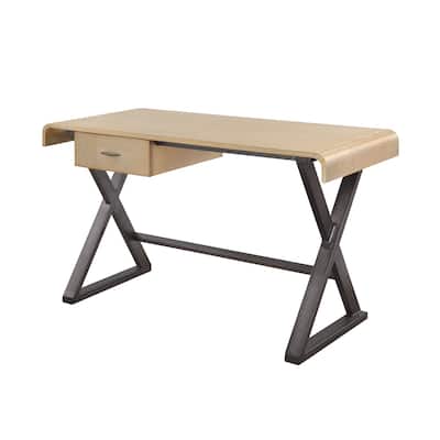 Gold Aluminum Desk - Modern Office Writing Table with Drawer