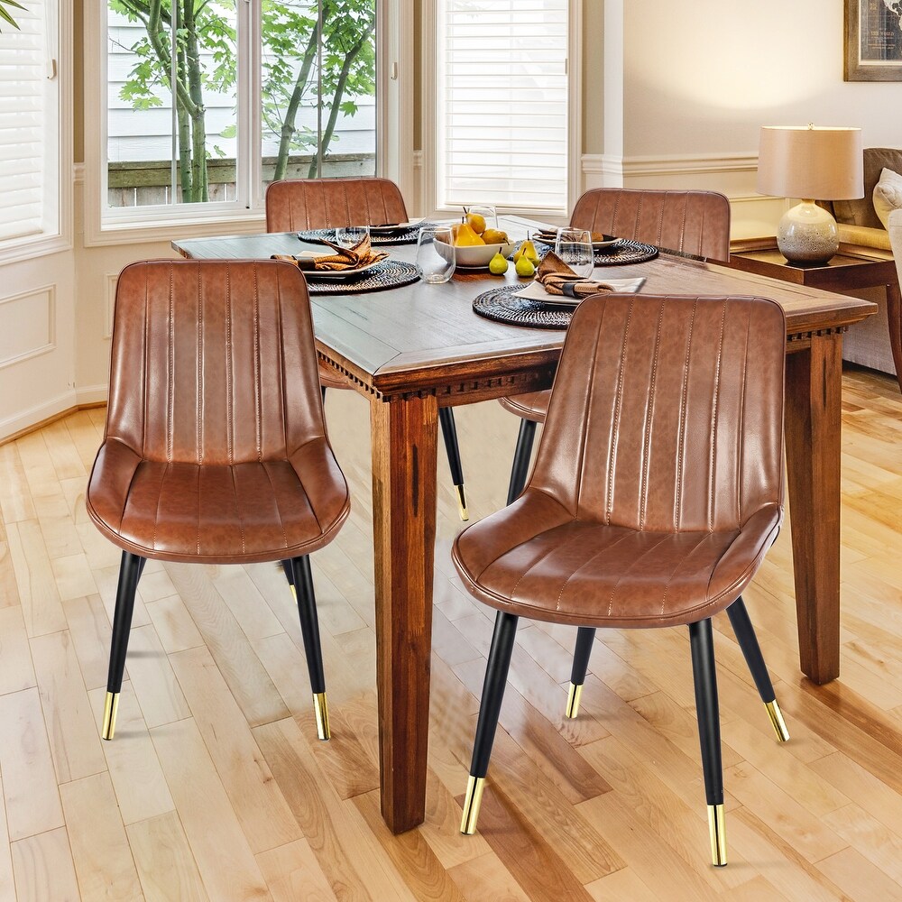 27 Inch Wood Dining Side Chair, Faux Leather, Set Of 2, Gold, 1 - Harris  Teeter