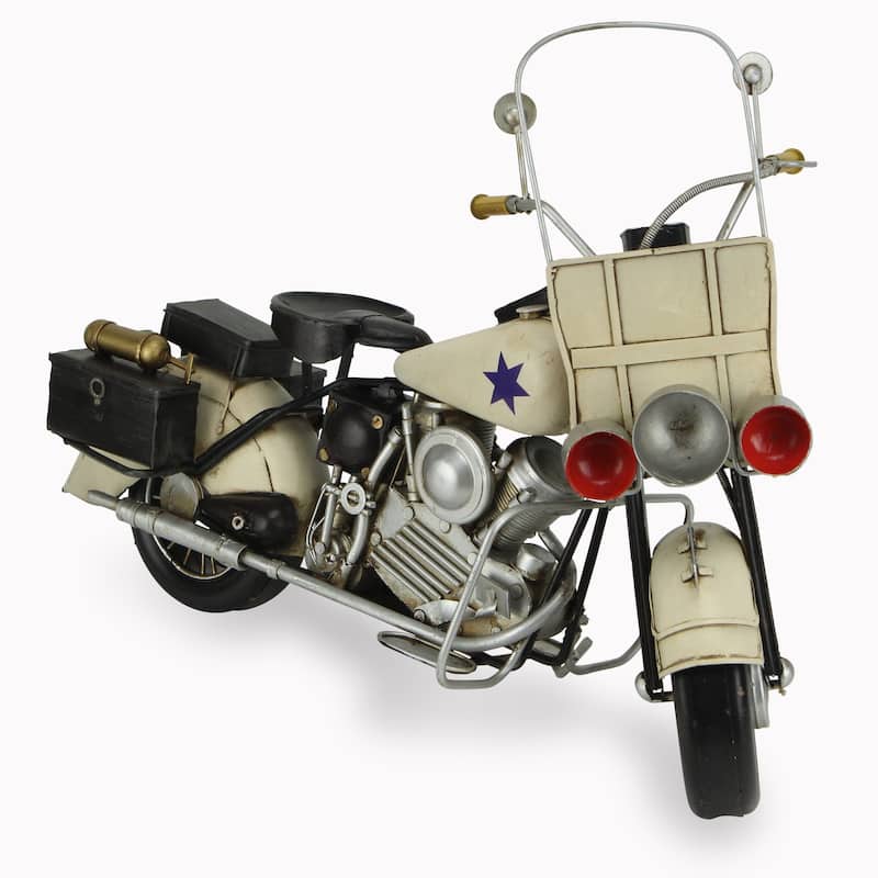 Multicolor Metal Early 1900s Police Motorcycle Model - Multi