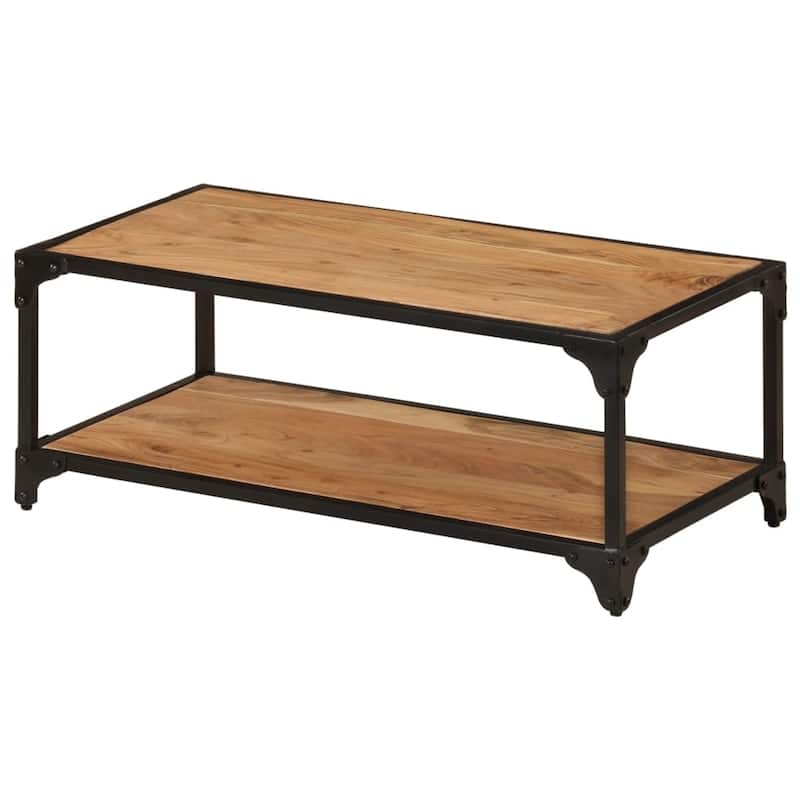 vidaXL Coffee Table 35.4"x17.7"x13.8" Solid Acacia Wood - 35.4" x 17.7" x 13.8"