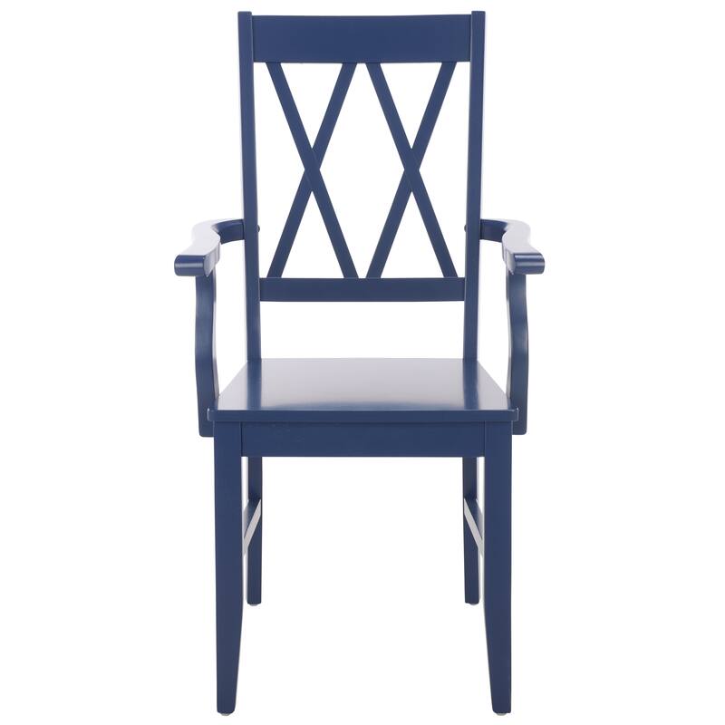 SAFAVIEH HOME Yelena Double X-Back Arm Chair - 18"W x 22"D x 39"H - Dark Blue