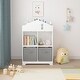 preview thumbnail 1 of 13, Kids Dollhouse Bookcase with 2 Collapsible Fabric Drawers，White