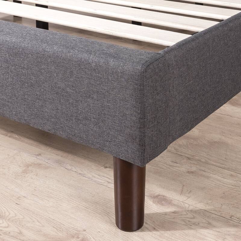 Priage by ZINUS Grey Upholstered Geometric Platform Bed Frame
