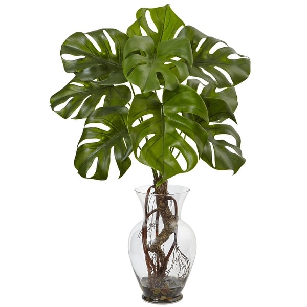 Nearly Natural Monstera Plant with Vase