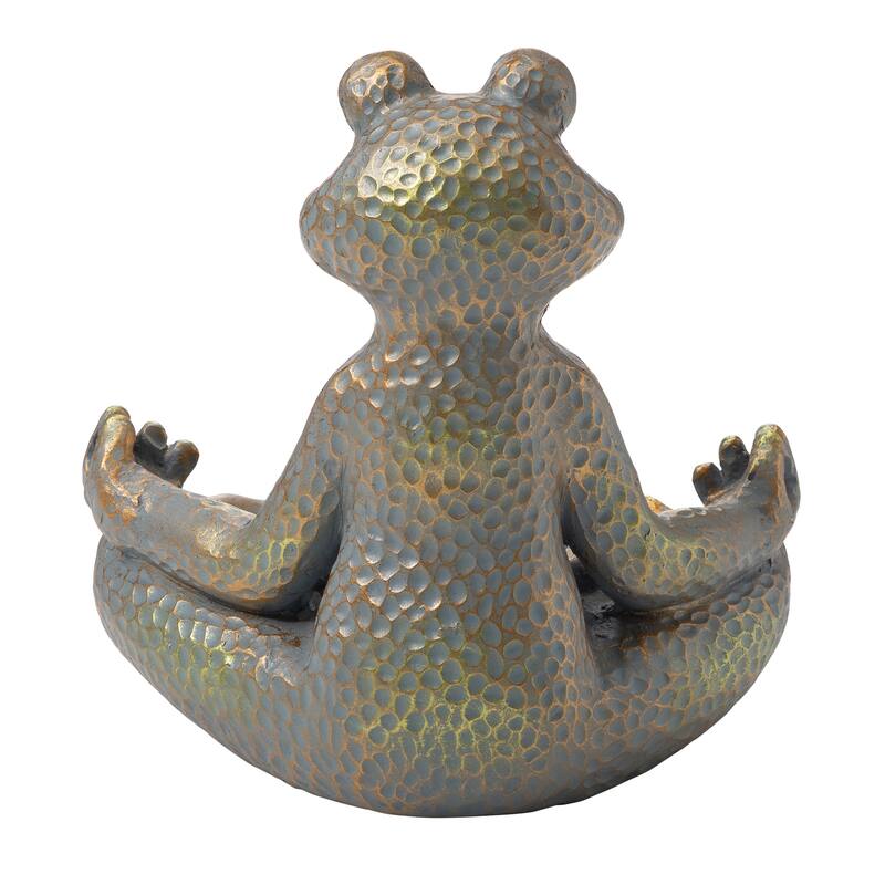 Bronze 28" H MGO Wealth Stacked Frog Statue Zen-style Coastal-style Sculpture Indoor Outdoor Figurine by Glitzhome