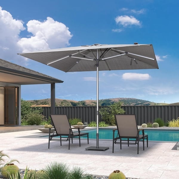 10 ft patio umbrellas on sale Garvee 10FT Green Fruit brand Green Umbrella for Outdoor Table ?C Waterproof Market Parasol, Smooth Crank Lift, Push Button Tilt, 8 Sturdy Ribs or lounge area patio umbrella PURPLE LEAF 10 X 10