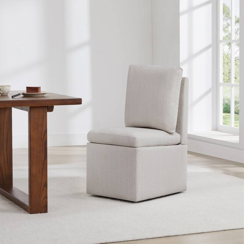 Nathan Dining Chair with Caster & Storage Set of 2 - N/A