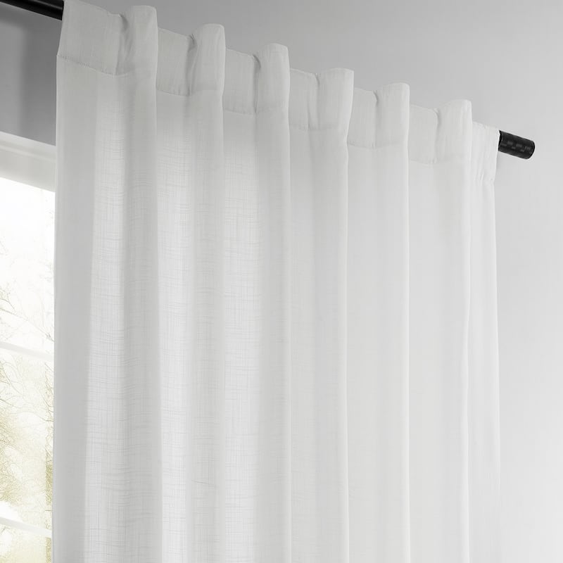 Exclusive Fabrics Summer Solid Linen Blend Rod Pocket Light Filtering Curtains For Bedroom & Living Room Curtains (2 Panels)