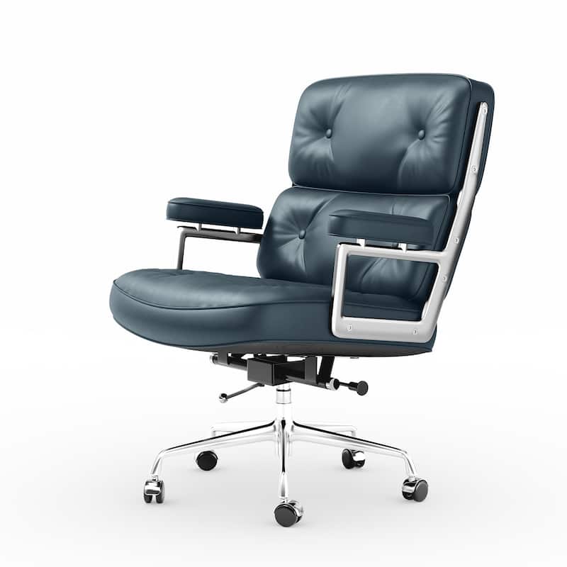 Black Mid-Back Executive Office Chair With Aluminum Alloy Frame - Blue